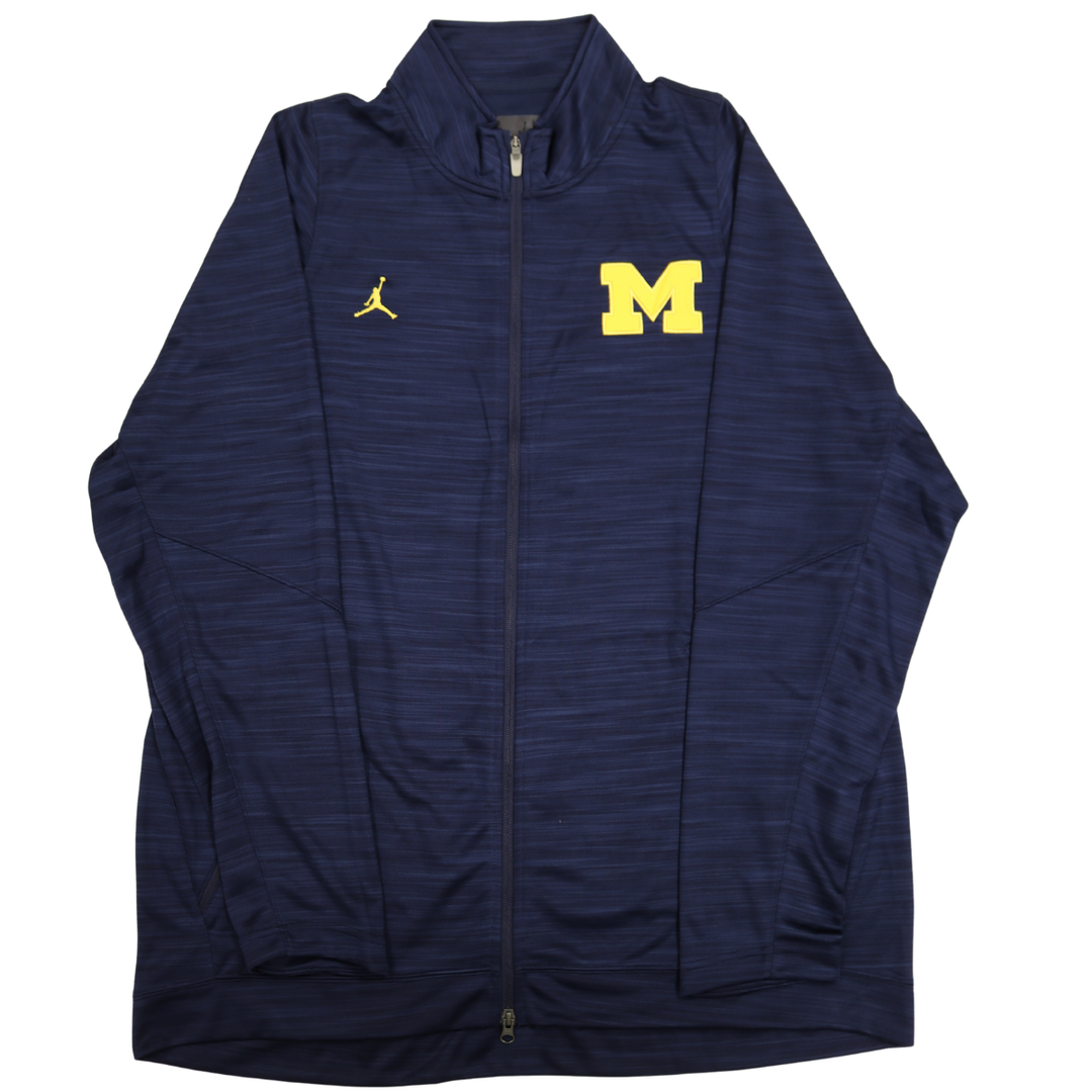 Nike Air Jordan Michigan Wolverines Navy Yellow Logo M Zip Up Pocket Dry Fit Zip Up