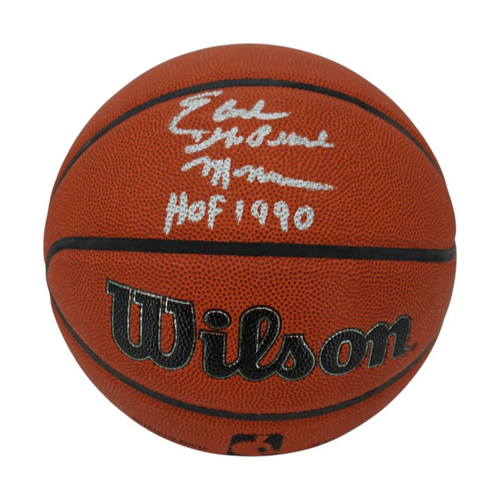 Earl Monroe New York Knicks Autographed The Pearl, HOF 1990 Wilson NBA Basketball CX Auth