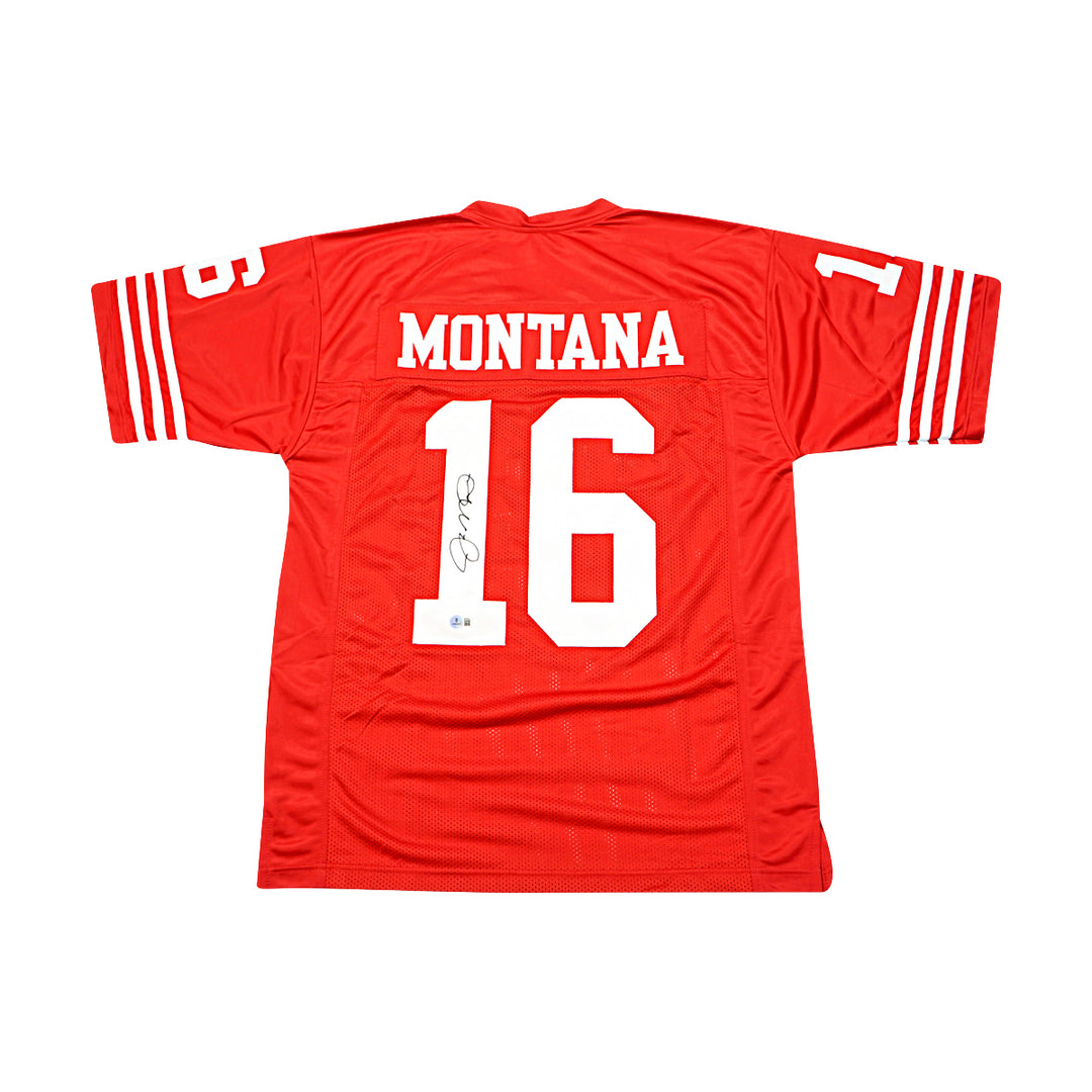 Joe Montana San Francisco 49ers Autographed Red Custom Jersey Beckett Holo