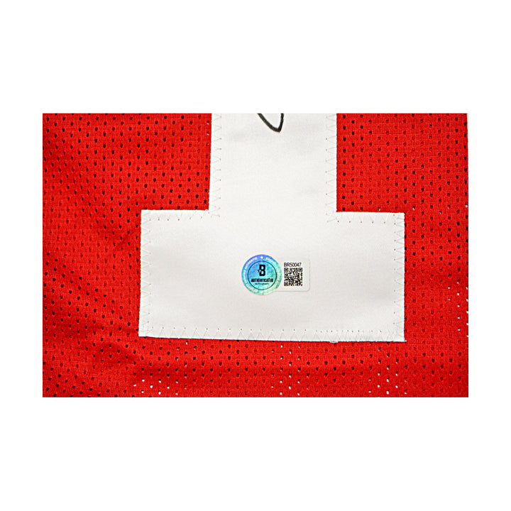 Joe Montana San Francisco 49ers Autographed Red Custom Jersey Beckett Holo