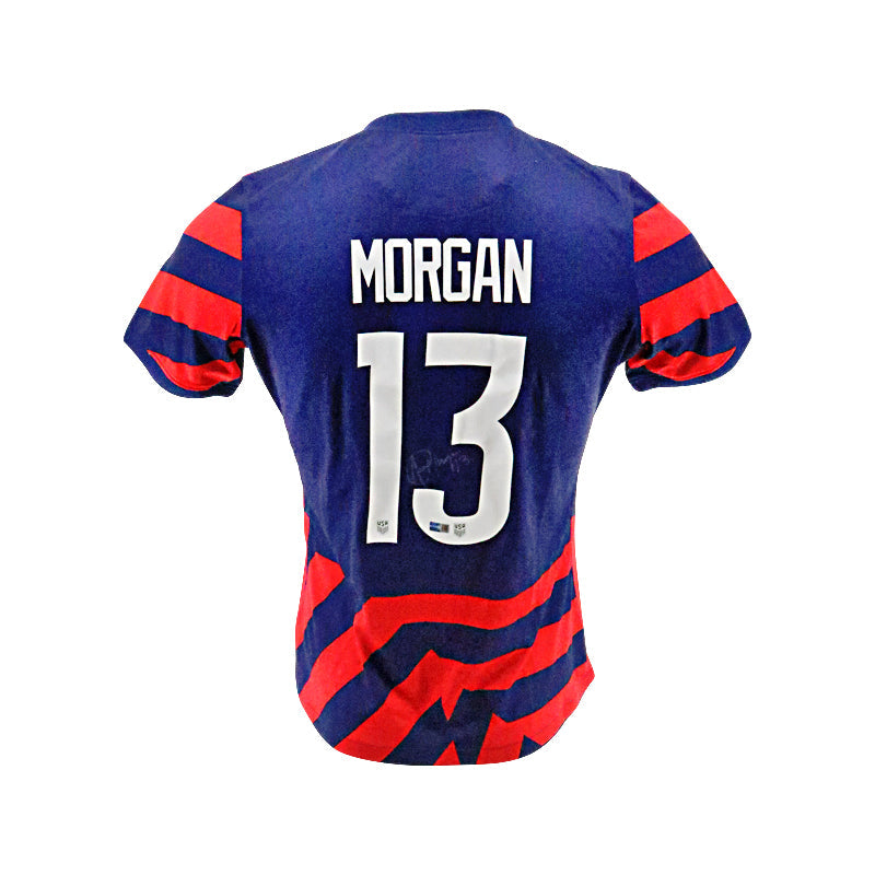 Alex Morgan USWNT Autographed Signed 2021 World Cup Nike Blue/Red Replica Jersey - Size L (CX Auth)