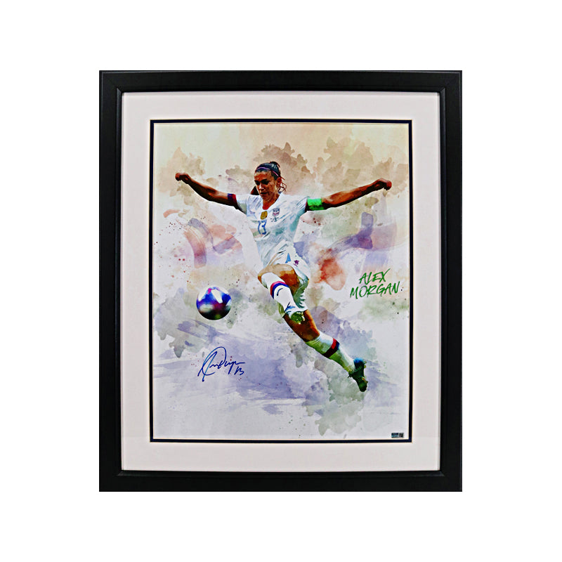 Alex Morgan USWNT Autographed Signed Framed 16x20 Watercolor Photo (CX Auth)