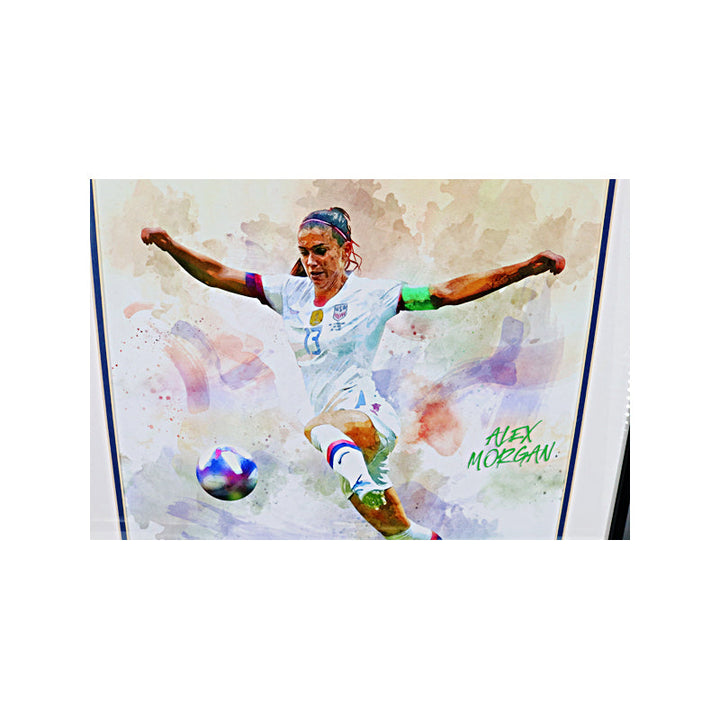 Alex Morgan USWNT Autographed Signed Framed 16x20 Watercolor Photo (CX Auth)