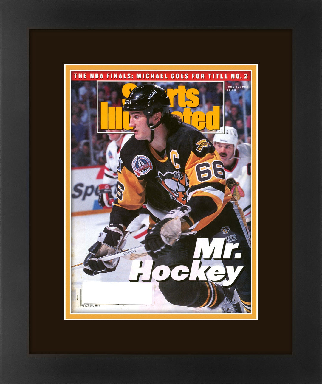 Mario Lemieux Pittsburh Penguins Matted and Professionally Framed Sports Illustrated Magazine June 8, 1992 Original Issue