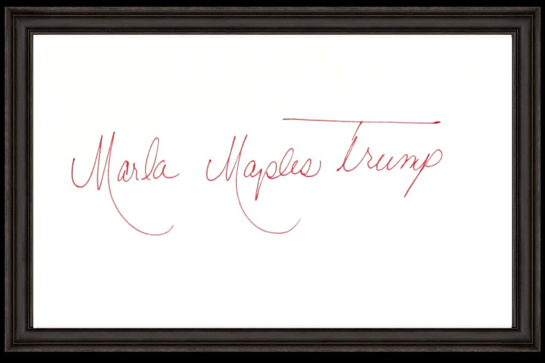 Marla Maples Trump (Former Wife of President Donald Trump) Signed 3x5 Index Card in a Black Frame (ACOA)