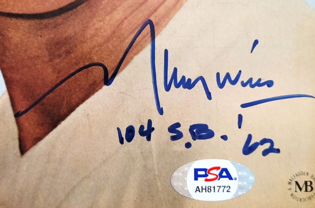 Maury Wills Los Angeles Dodgers Signed and Inscribed 104 S.B.'62 February 1963 Sport Magazine Cover (Full Magazine) (PSA)