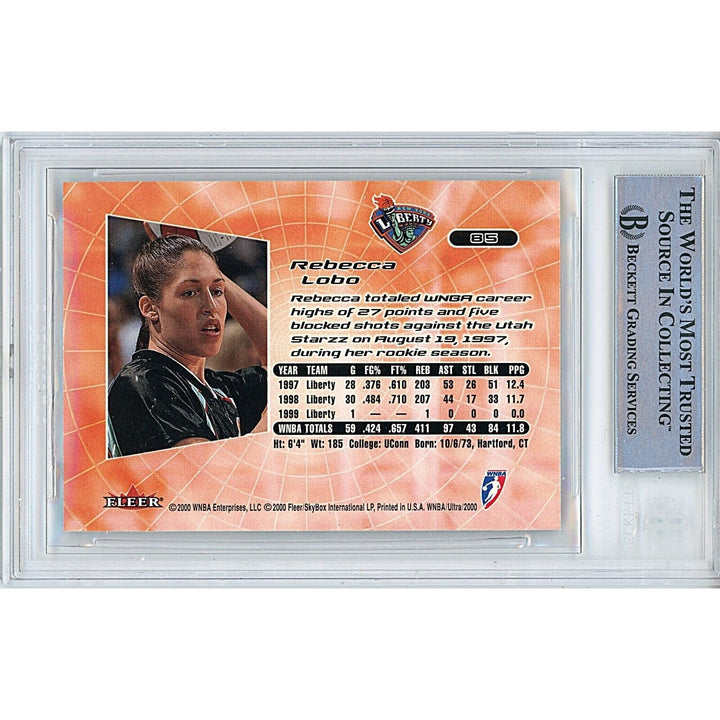 Rebecca Lobo New York Liberty Signed 2000 WNBA Ultra Basketball Card Beckett Auth Auto