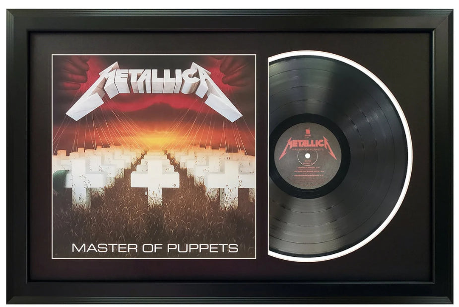 Metallica Master of Puppets Genuine Vinyl Record & Cover Professionally Framed 17.5 x 26.5 Wall Display with a Black Mat
