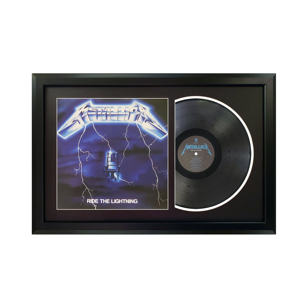 Metallica Ride the Lightning Genuine Vinyl Record & Cover Professionally Framed Wall Display with a Black Mat