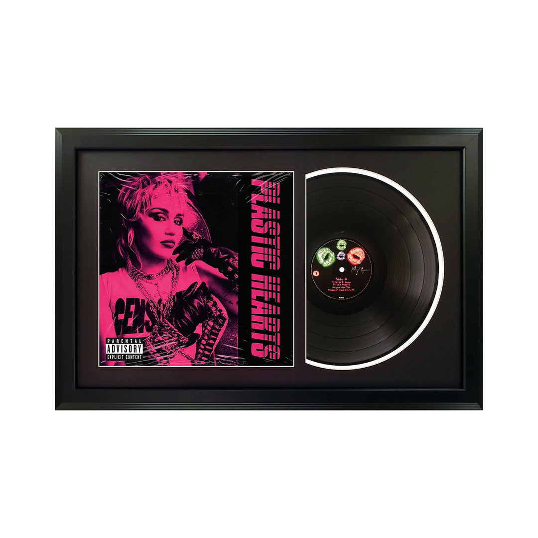 Miley Cyrus Plastic Hearts Genuine Vinyl Record & Cover Professionally Framed 17.5 x 26.5 Wall Display with a Black Mat