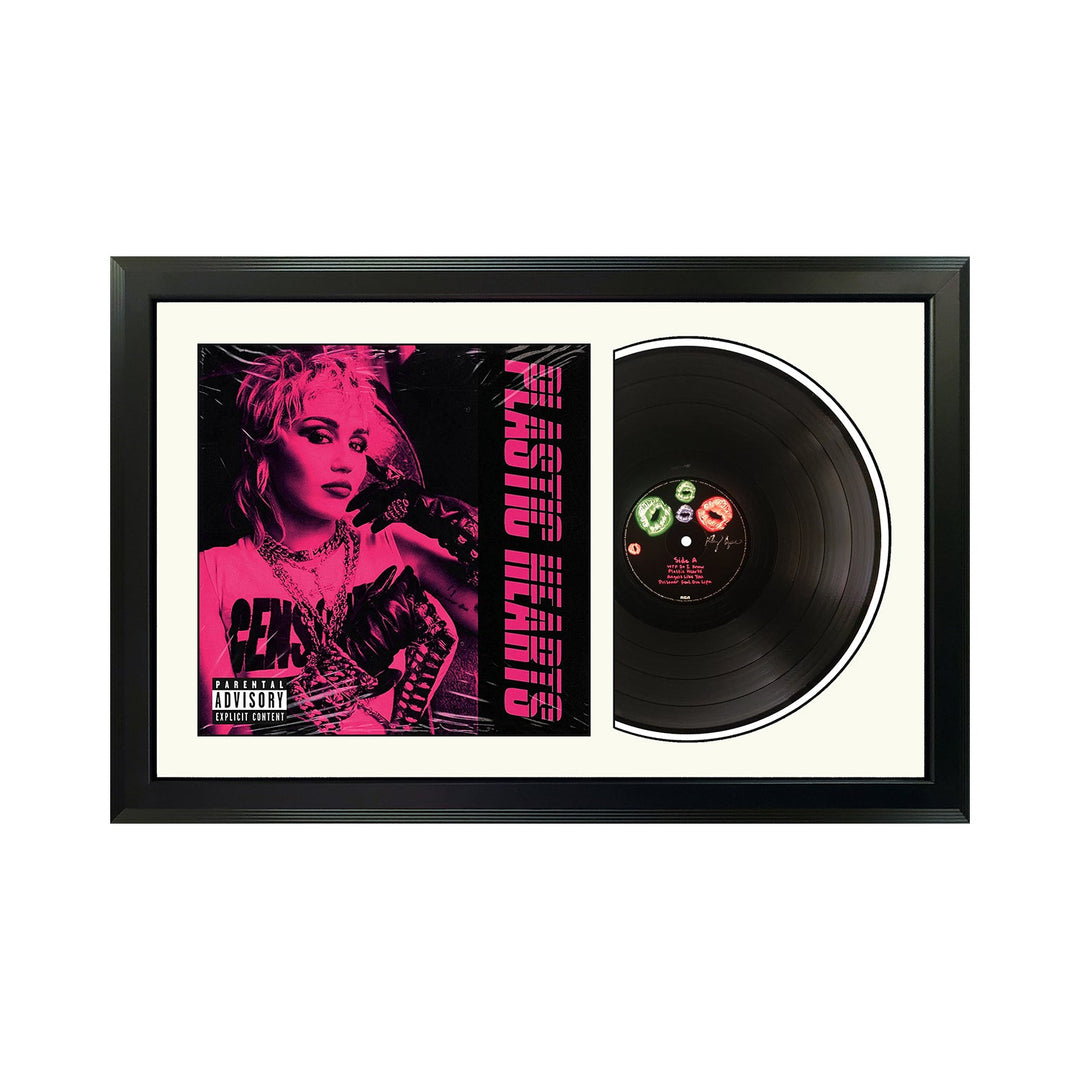 Miley Cyrus Plastic Hearts Genuine Vinyl Record & Cover Professionally Framed 17.5 x 26.5 Wall Display with a White Mat
