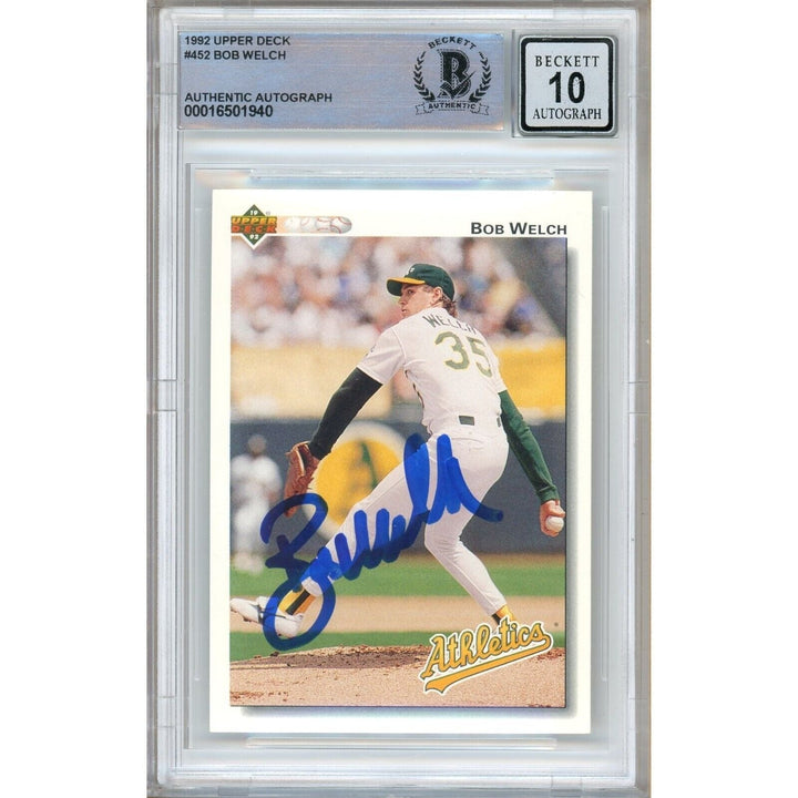 Bob Welch Oakland Athletics Signed 1992 Upper Deck Card BAS BGS Auto 10 Graded Slab