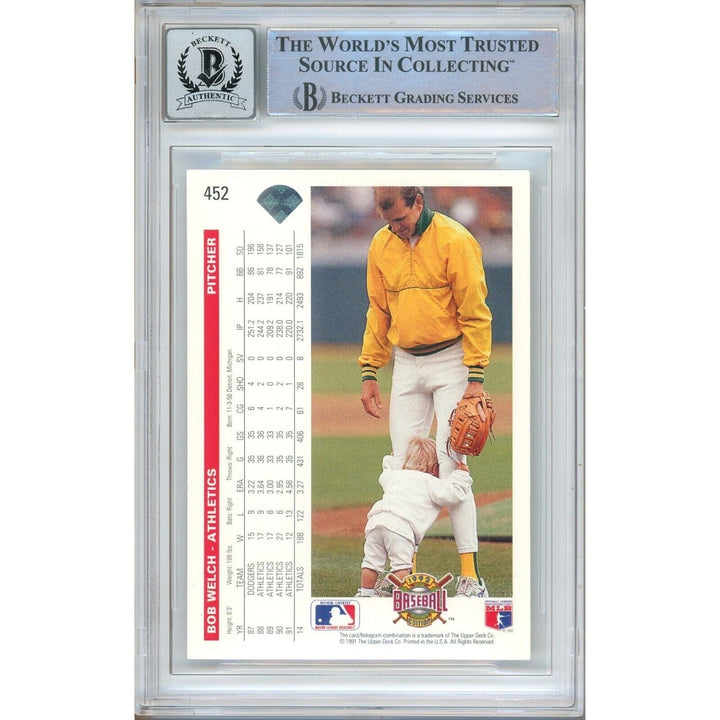 Bob Welch Oakland Athletics Signed 1992 Upper Deck Card BAS BGS Auto 10 Graded Slab