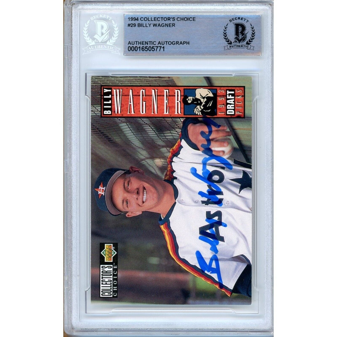 Billy Wagner Houston Astros Signed 1994 UD Collectors Choice Rookie BAS Auth Auto Slab