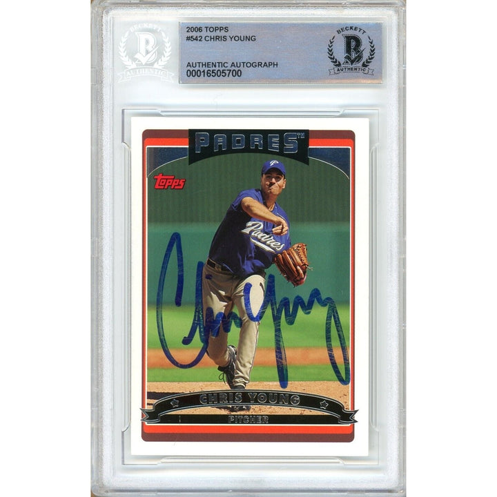 Chris Young San Diego Padres Signed 2006 Topps Baseball Card BAS Authentic Auto Slab