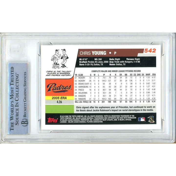 Chris Young San Diego Padres Signed 2006 Topps Baseball Card BAS Authentic Auto Slab