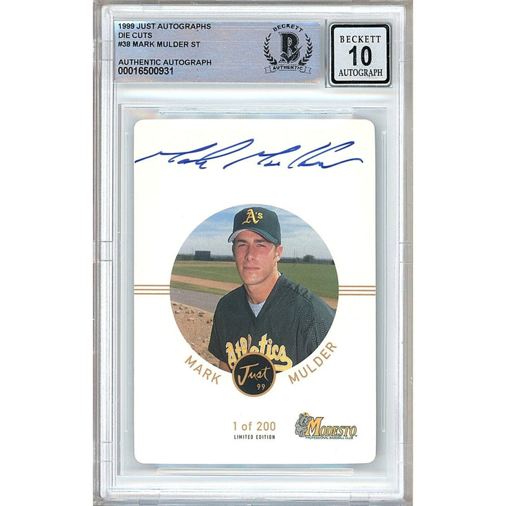 Mark Mulder Oakland Athletics Signed 1999 Just Autographs Card BGS Auto 10 Graded Slab