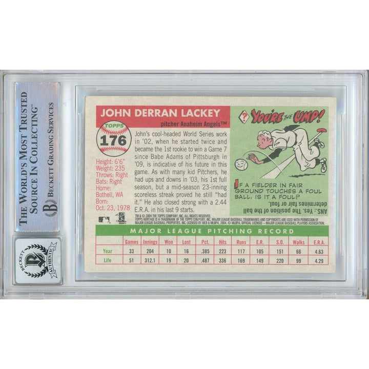 John Lackey LA Angels Signed 2004 Topps Heritage Card BAS BGS Auto 10 Graded Slab