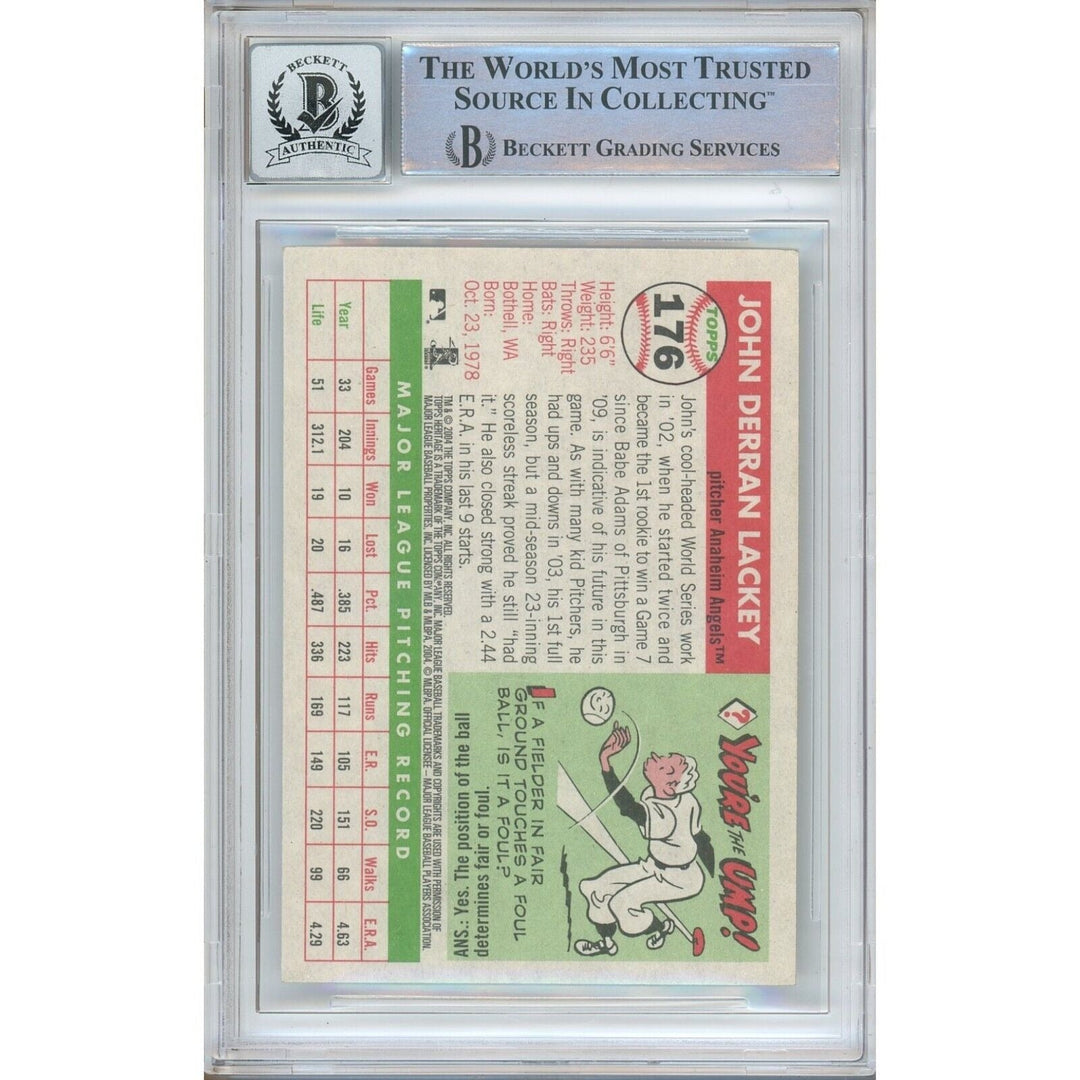 John Lackey LA Angels Signed 2004 Topps Heritage Card BAS BGS Auto 10 Graded Slab