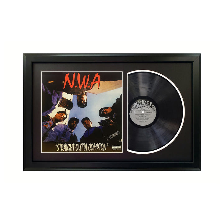 N.W.A. Straight Outta Compton  Genuine Vinyl Record & Cover Professionally Framed 17.5 x 26.5 Wall Display with a Black Mat