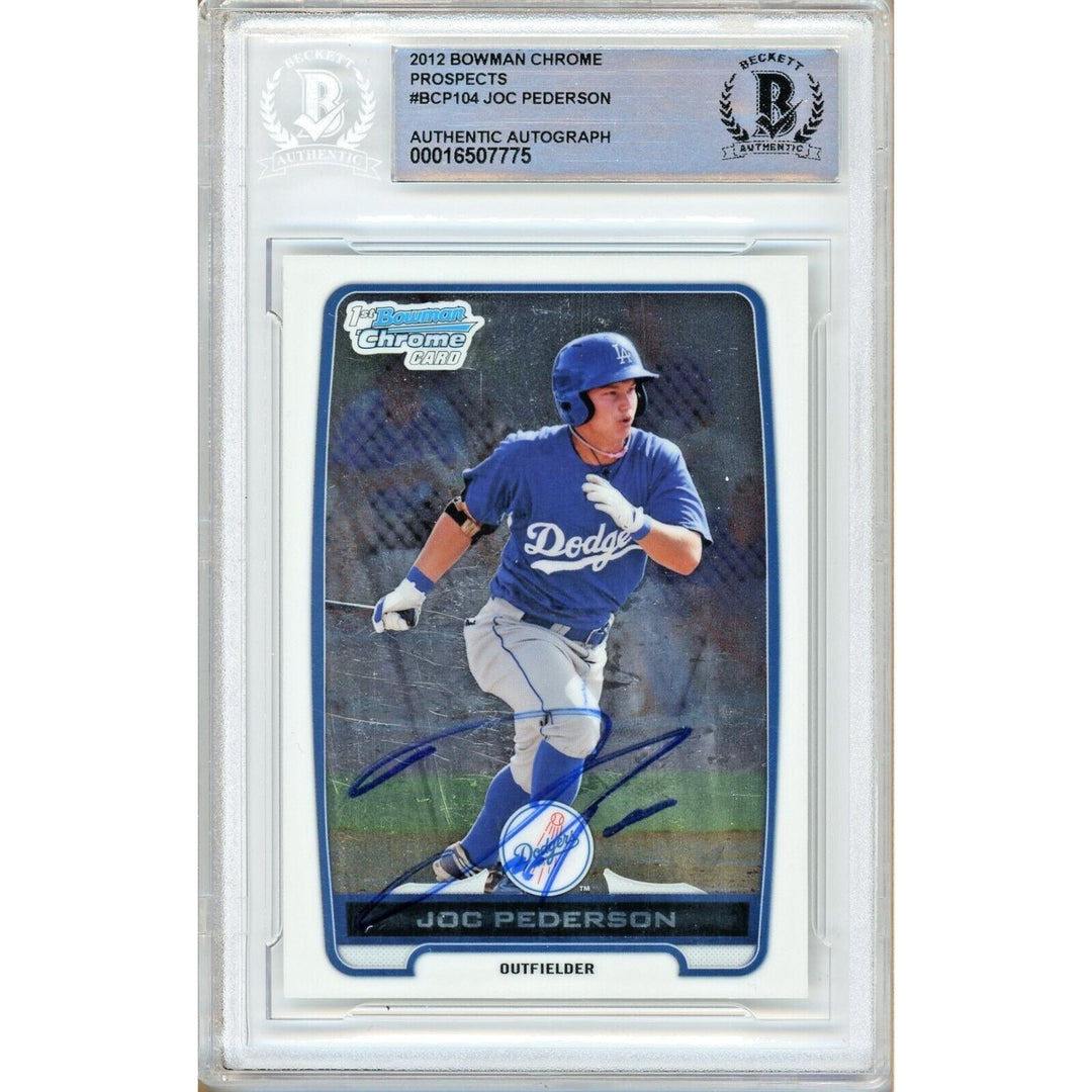 Joc Pederson LA Dodgers Signed 2012 Bowman Chrome Prospects RC BAS Auth Auto Slab
