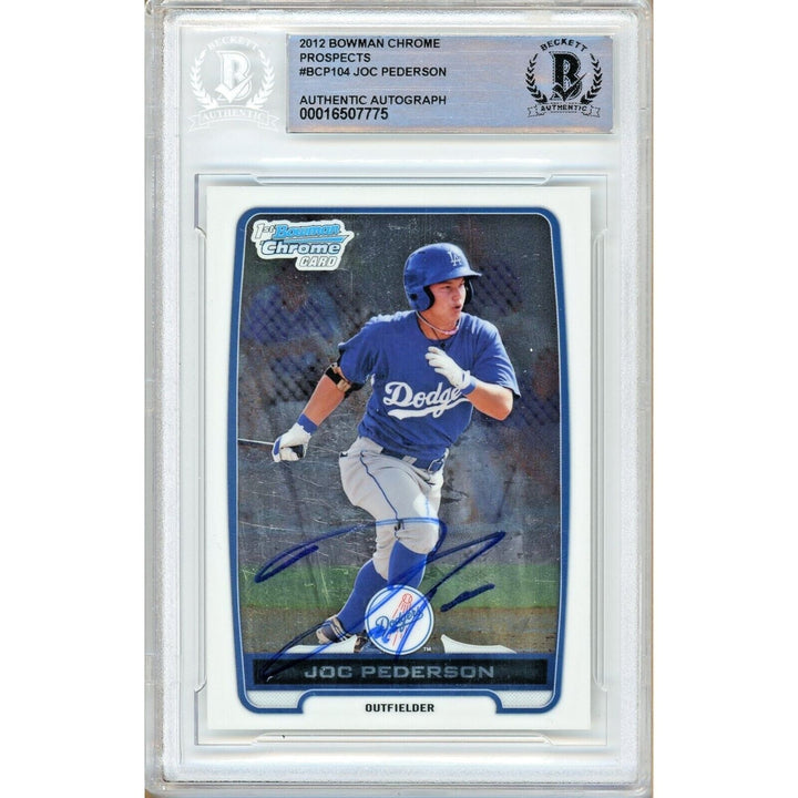 Joc Pederson LA Dodgers Signed 2012 Bowman Chrome Prospects RC BAS Auth Auto Slab