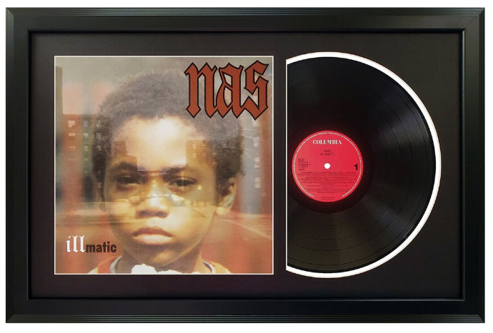 Nas Illmatic  Genuine Vinyl Record & Cover Professionally Framed 17.5  x 26.5  Wall Display with a Black Mat