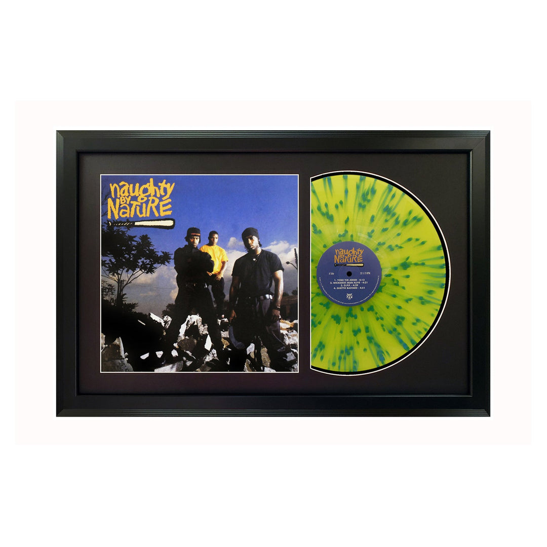 Naughty by Nature Naughty by Nature Genuine Vinyl Record & Cover Professionally Framed 17.5  x 26.5  Wall Display with a Black Mat