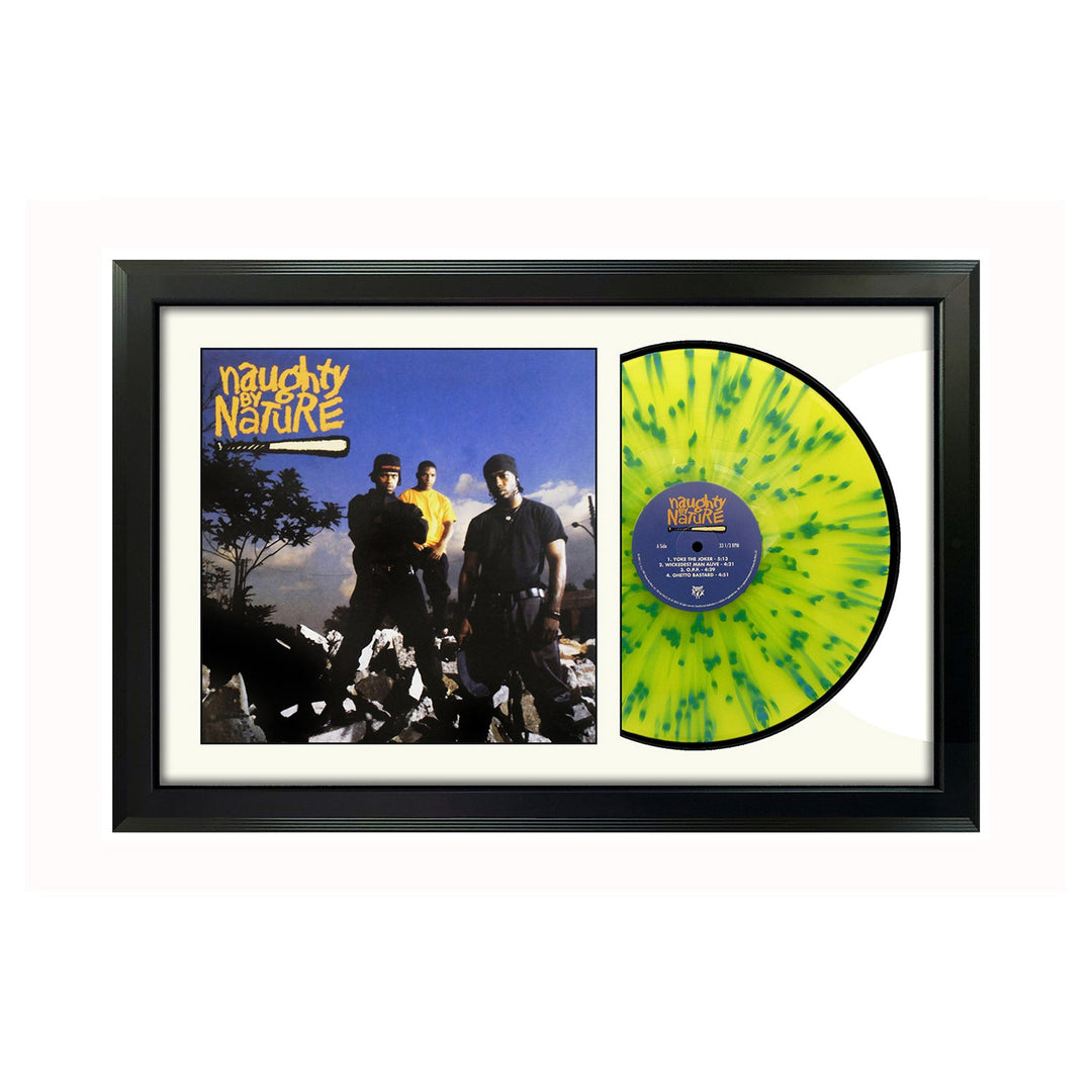 Naughty by Nature Naughty by Nature Genuine Vinyl Record & Cover Professionally Framed 17.5  x 26.5  Wall Display with a White Mat