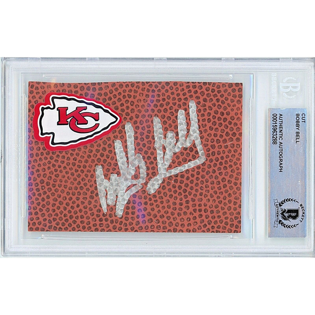 Bobby Bell Kansas City Chiefs Signed Football Cut Beckett Authentic Auto Slab