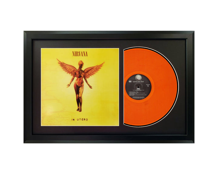 Nirvana Utero Orange Vinyl Record & Cover Professionally Framed Display with a Black Mat