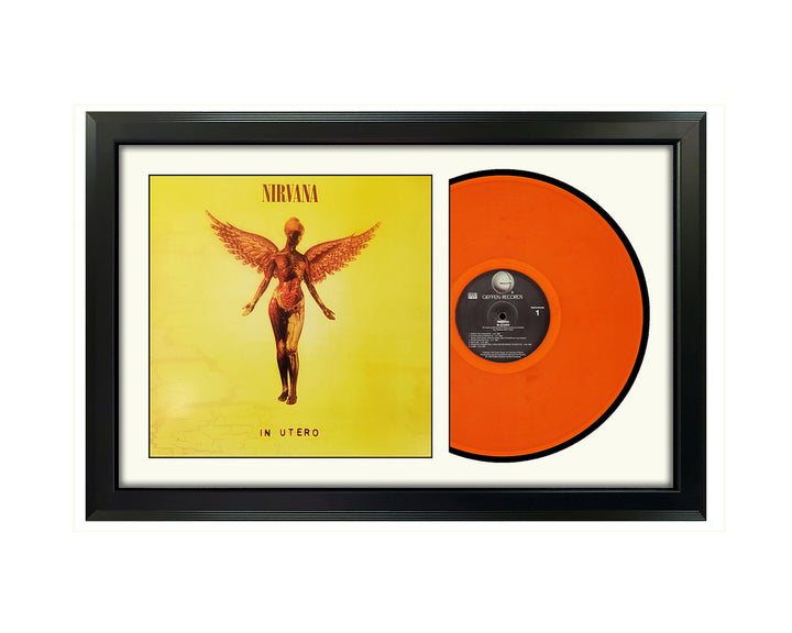Nirvana Utero Orange Vinyl Record & Cover Professionally Framed Display with a White Mat