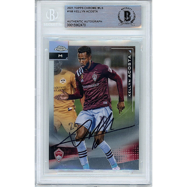 Kellyn Acosta Colorado Rapids Signed 2021 Topps Chrome MLS Card Beckett Auth Auto Slab