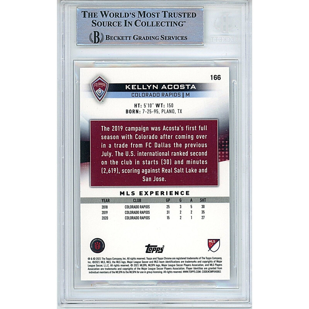 Kellyn Acosta Colorado Rapids Signed 2021 Topps Chrome MLS Card Beckett Auth Auto Slab