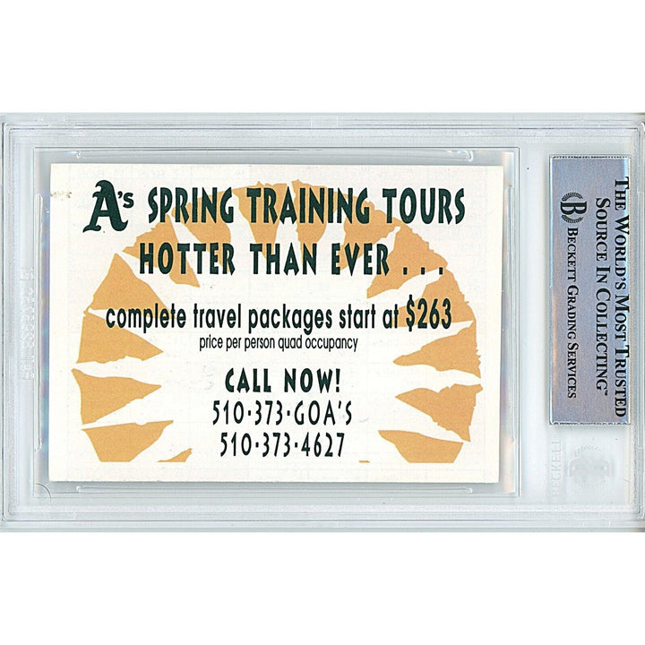 Jason Giambi Oakland Athletics Signed 1996 Baseball Season Schedule BAS Auth Auto Slab