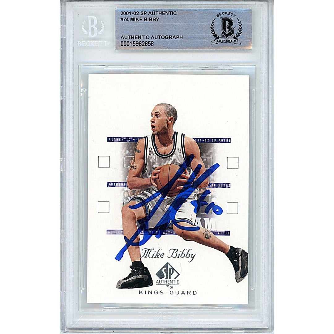 Mike Bibby Sacramento Kings Signed 2001-02 SP Authentic Basketball Card BAS Auth Auto