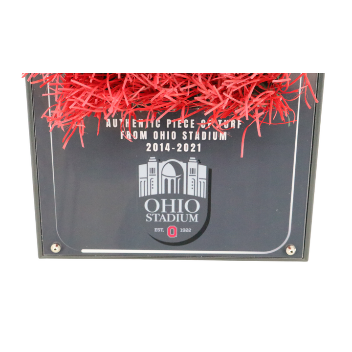 Ohio Stadium Piece of Authentic Red Endzone Turf on Wall Hangable Plaque (Ohio State CX LOA)