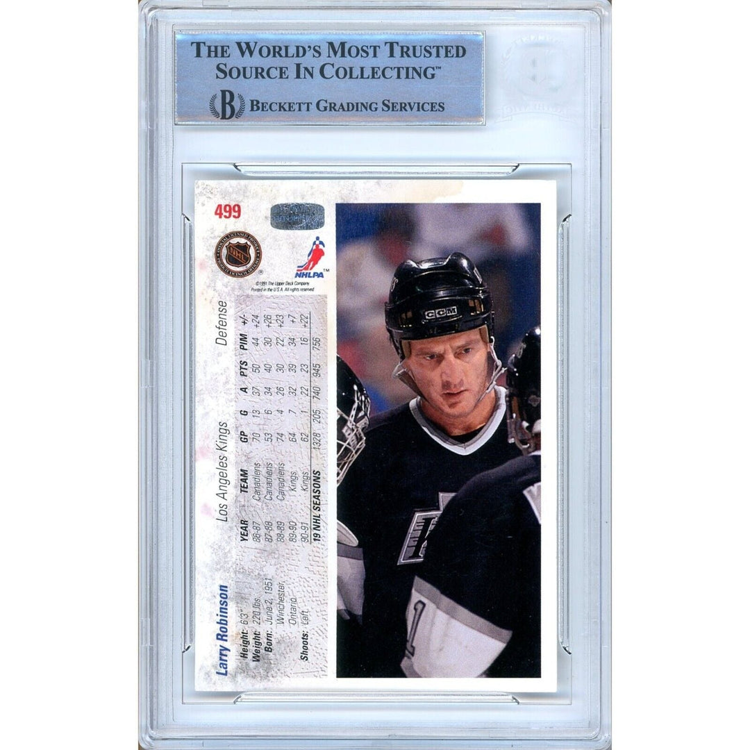 Larry Robinson Los Angeles Kings Signed 1991-92 Upper Deck Card Beckett Auth Auto Slab