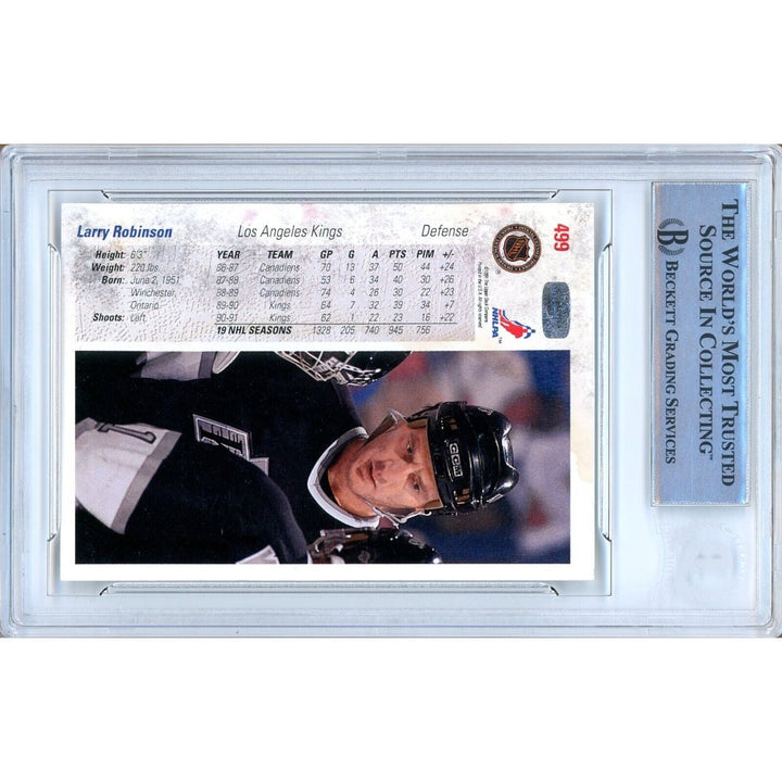Larry Robinson Los Angeles Kings Signed 1991-92 Upper Deck Card Beckett Auth Auto Slab