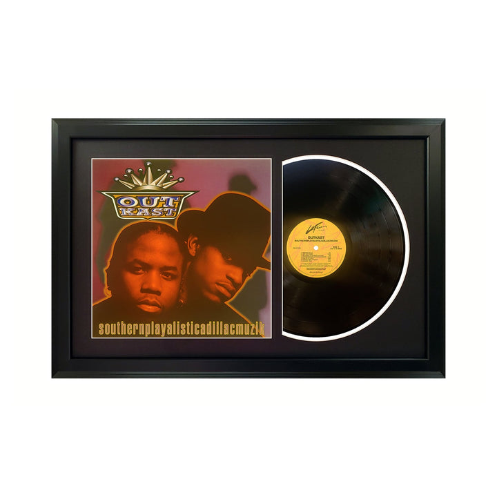 Outkast Southernplayalisticadillacmuzik Genuine Vinyl Record & Cover Professionally Framed 17.5  x 26.5  Wall Display with a Black Mat