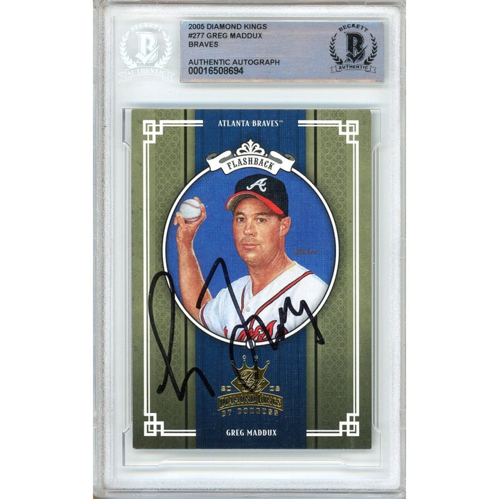 Greg Maddux Atlanta Braves Signed 2005 Diamond Kings Card Beckett Auth Auto Slab HOF