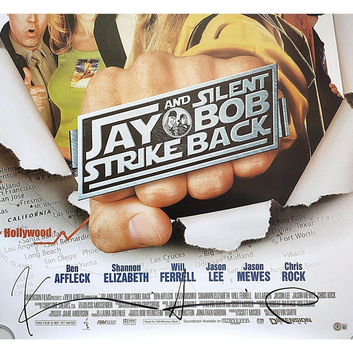 Jason Mewes Kevin Smith Signed Jay and Silent Bob Strike Back Movie Poster Beckett COA