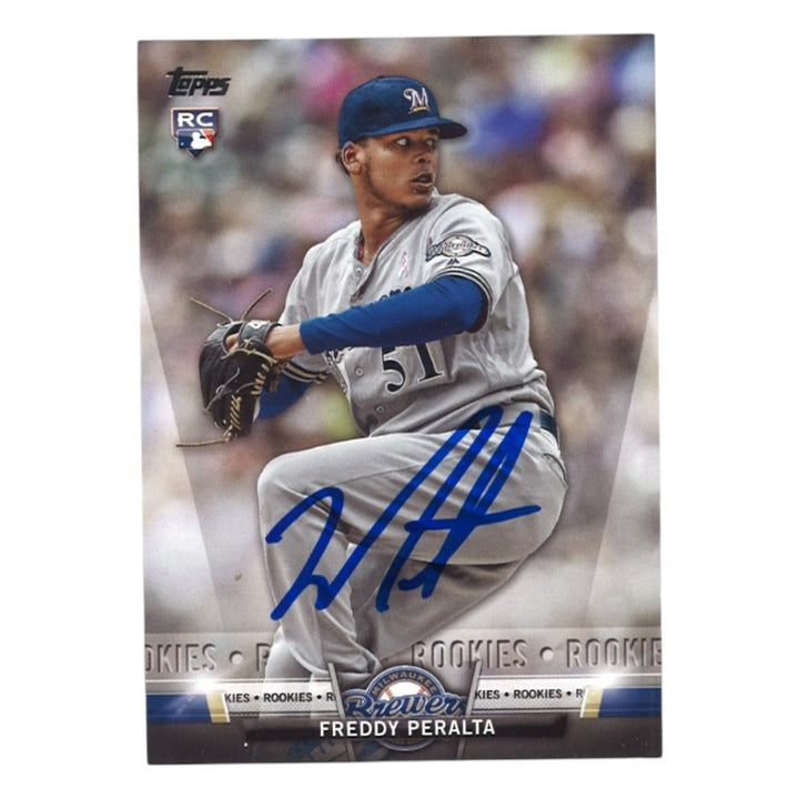 Freddy Peralta Milwaukee Brewers Autographed 2018 Topps Update Salute RC #S-36 Card CX Auth