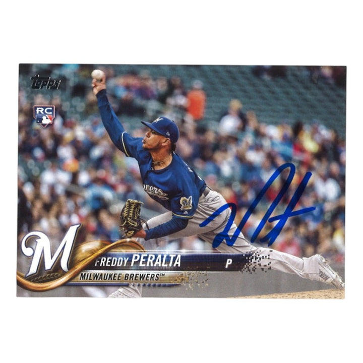 Freddy Peralta Milwaukee Brewers Autographed 2018 Topps Update RC #US39 Card CX Auth