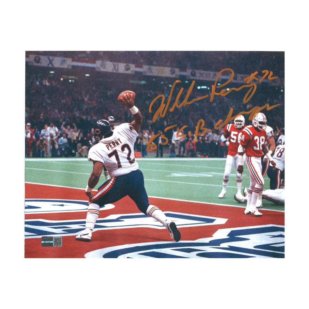 William Fridge Perry Chicago Bears Autographed Inscribed 8x10 Photo Orange  (2)