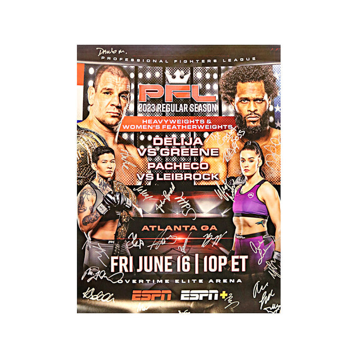 PFL Autographed Event Poster from PFL 5 of 2023 Season: Delija vs Greene (PFL LOA)