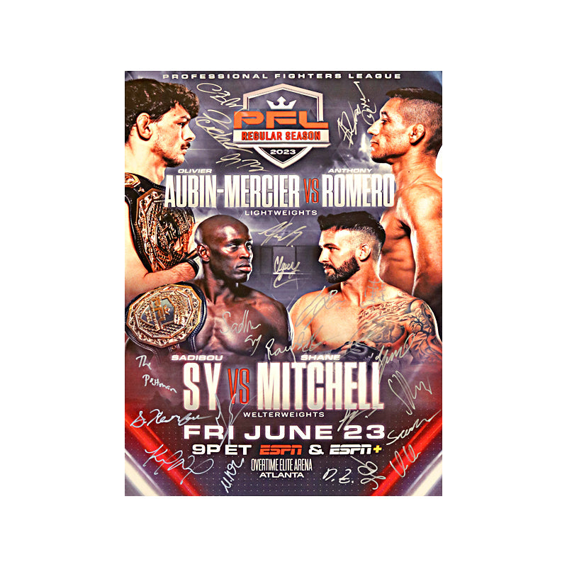 PFL Autographed Event Poster from PFL 6 of 2023 Season: Aubin-Mercier vs Romero (PFL LOA)