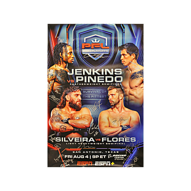 PFL Autographed Event Poster from 2023 Playoffs PFL 7 Event on 8/4/2023: Jenkins vs Pinedo