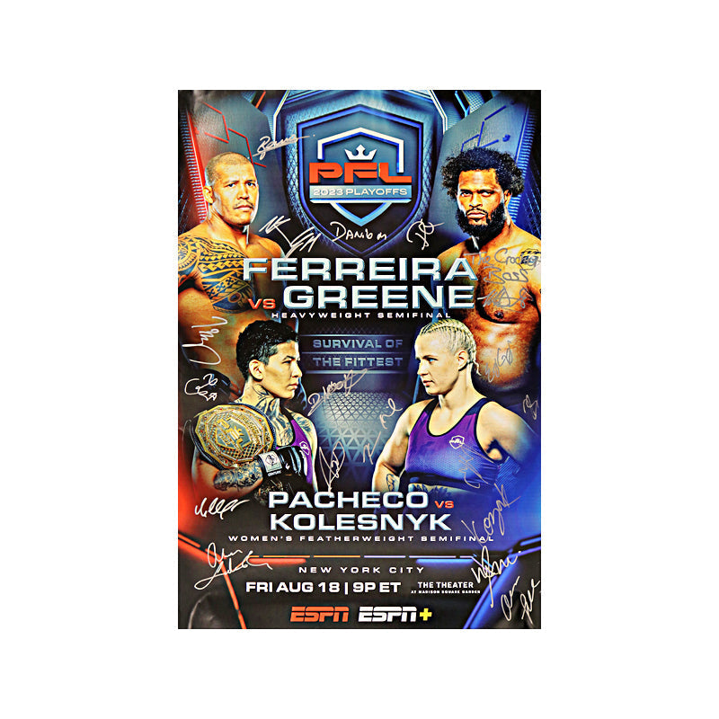 PFL Autographed Event Poster from 2023 Playoffs PFL 8 Event on 8/18/2023: Ferreira vs Greene