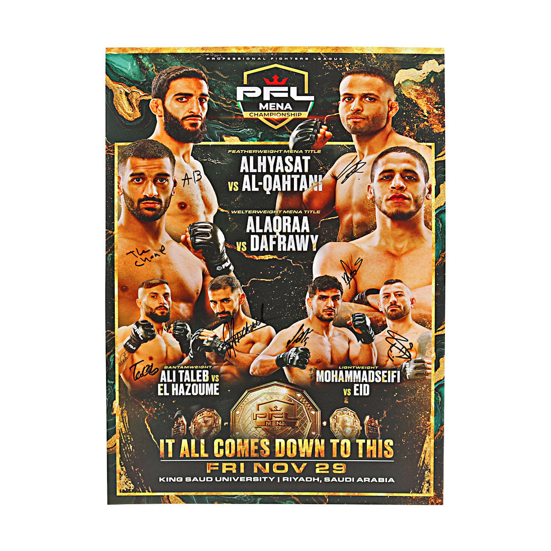 PFL Mena 2024 Season Championships Autographed 8 Finalist Signatures 15 x 23 1/2 Event Poster (PFL LOA)